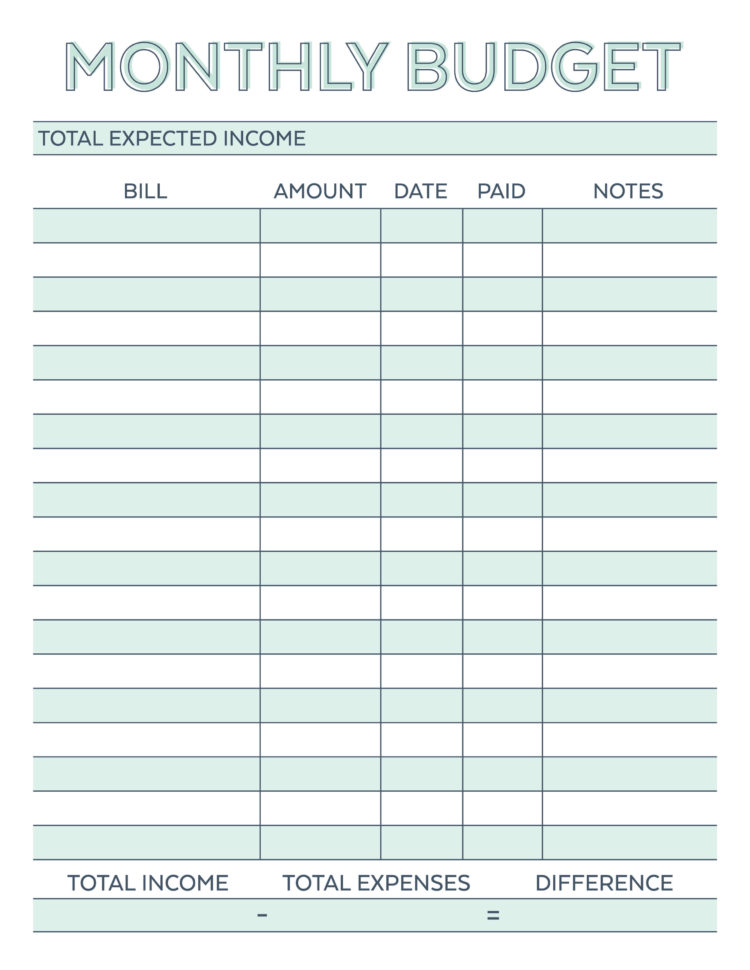 Printable Monthly Budget Planner  Room Surf