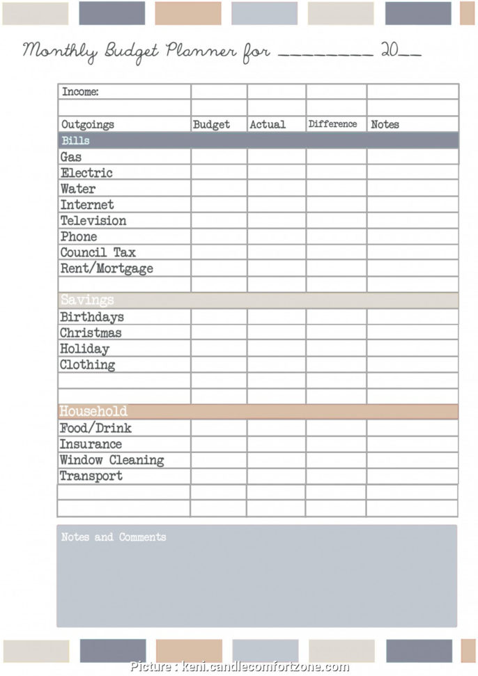 Printable Monthly Budget Worksheet Free Spreadsheet Blank