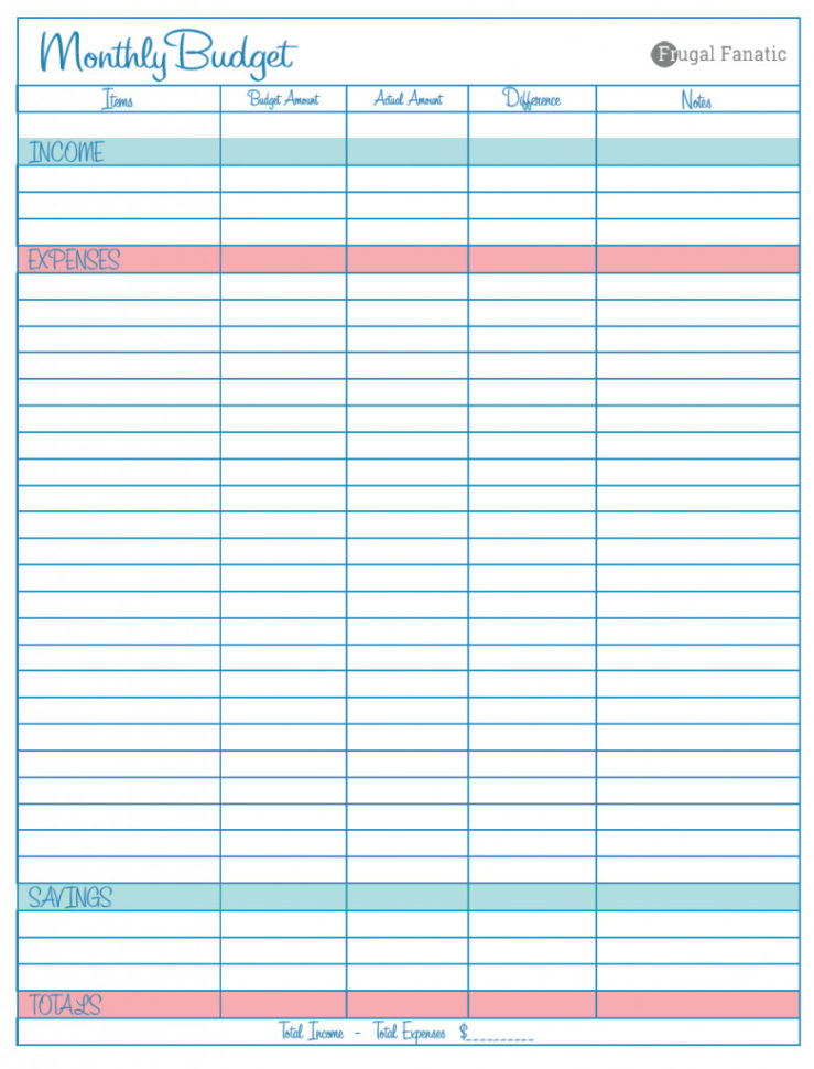 Printable Monthly Budget Worksheet  Room Surf