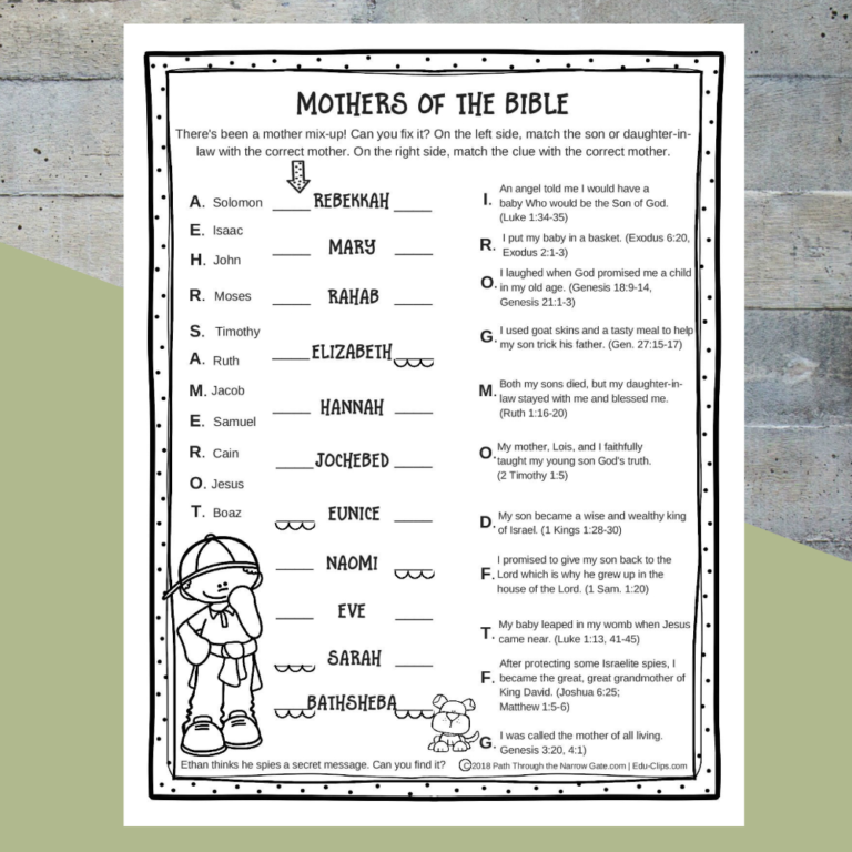 Free Bible Worksheets For Kids — db-excel.com