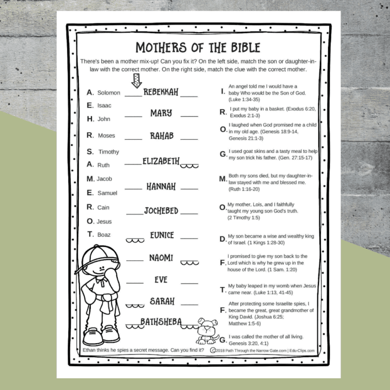 Bible Worksheets For Kids — db-excel.com