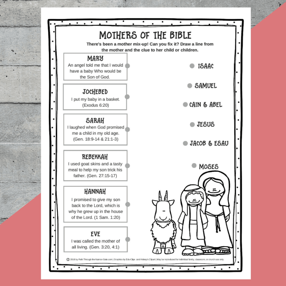 Printable Mothers Of The Bible Worksheet  Path Through The