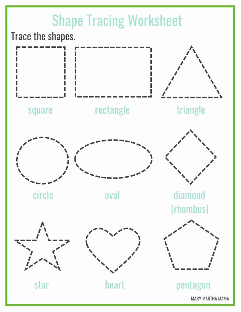 printable name tracing and pre k tracing shapes worksheets