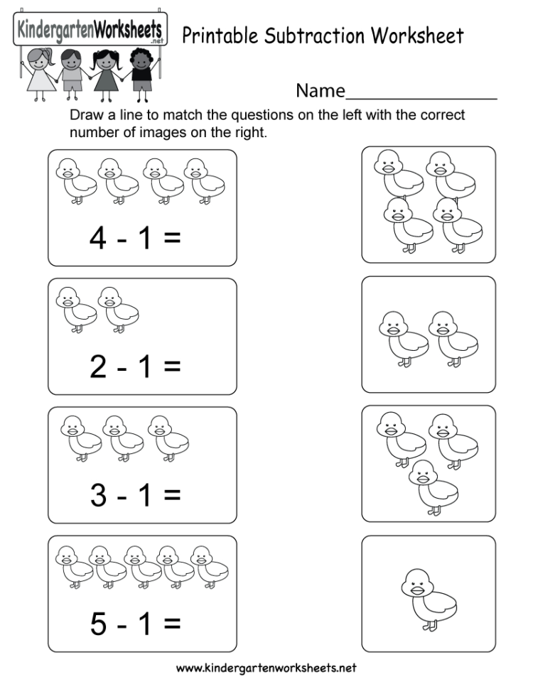 Printable Subtraction Worksheet  Free Kindergarten Math