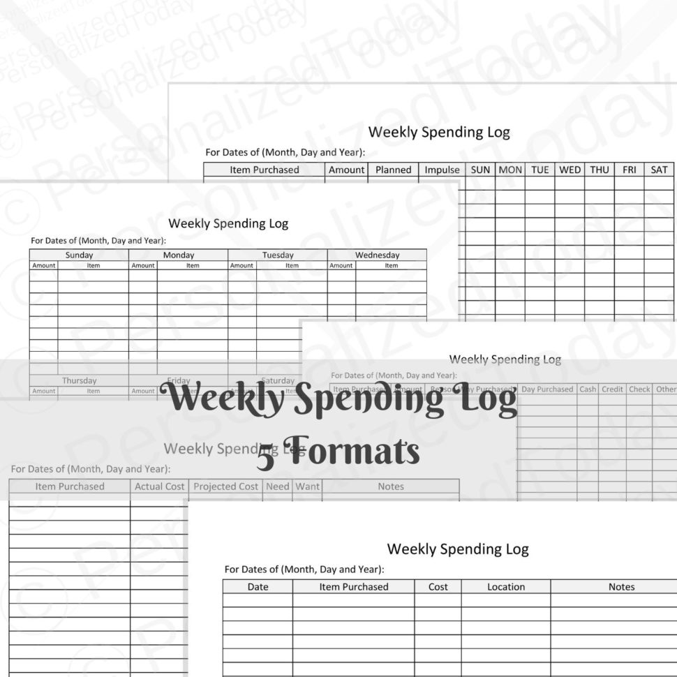 Printable Weekly Spending Tracker Log Sheets Budget Worksheet Planner Pages  5 Pdf Instant Digital Download Files