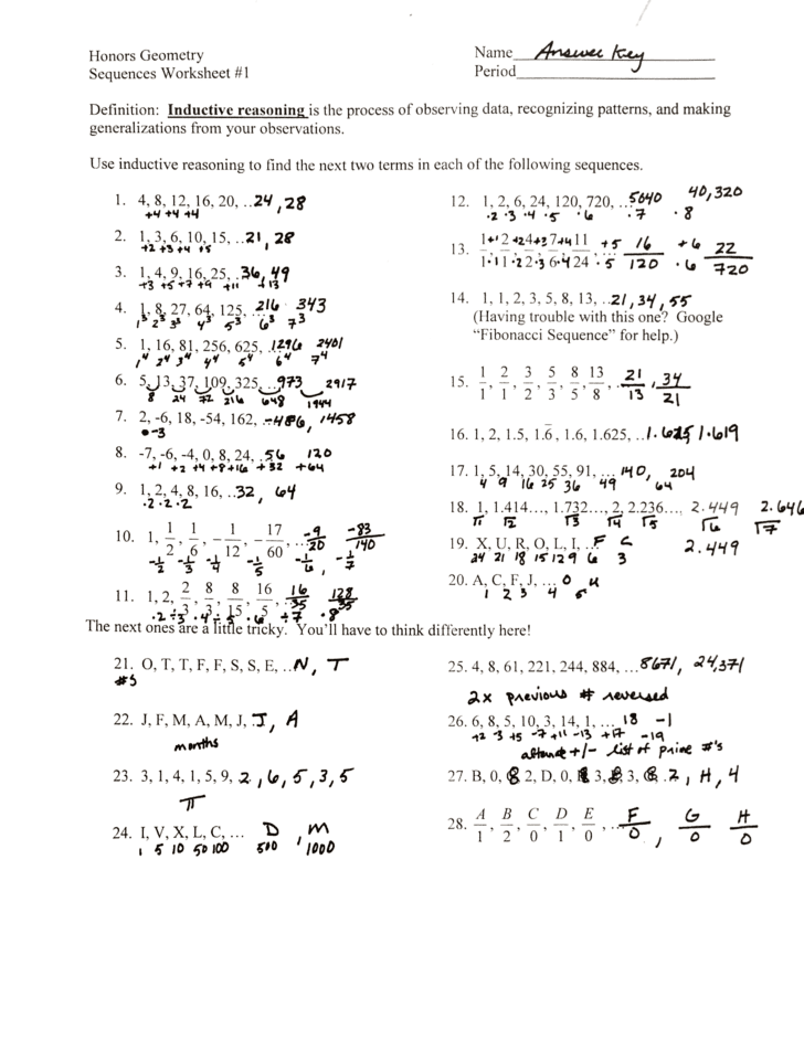 geometric sequences worksheet
