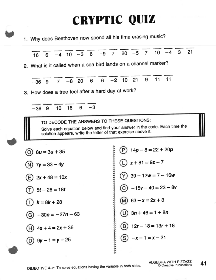 Printables Of Cryptic Quiz Worksheet E 9  Inspiracao Kids