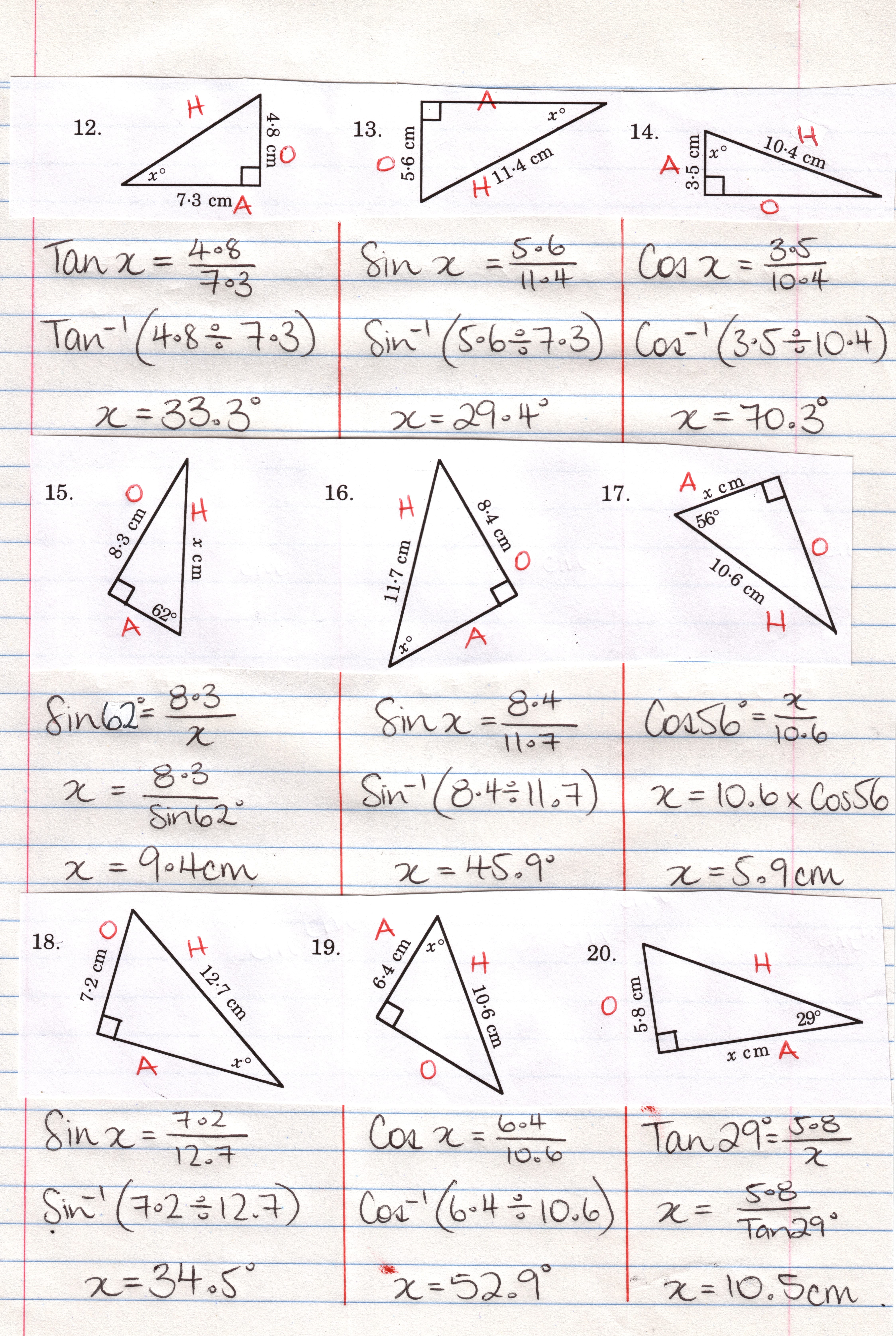 Trigonometry Worksheets With Answers Db excel