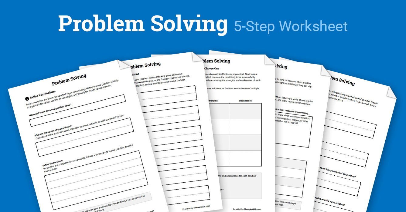 Problem Solving Packet Worksheet  Therapist Aid