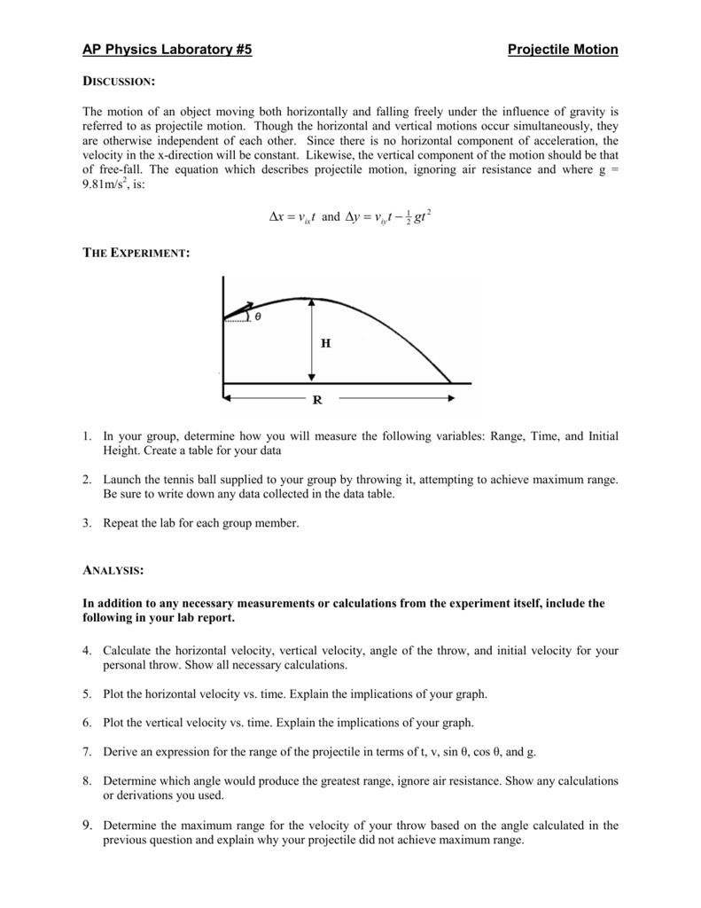 projectile motion problems worksheet answer key