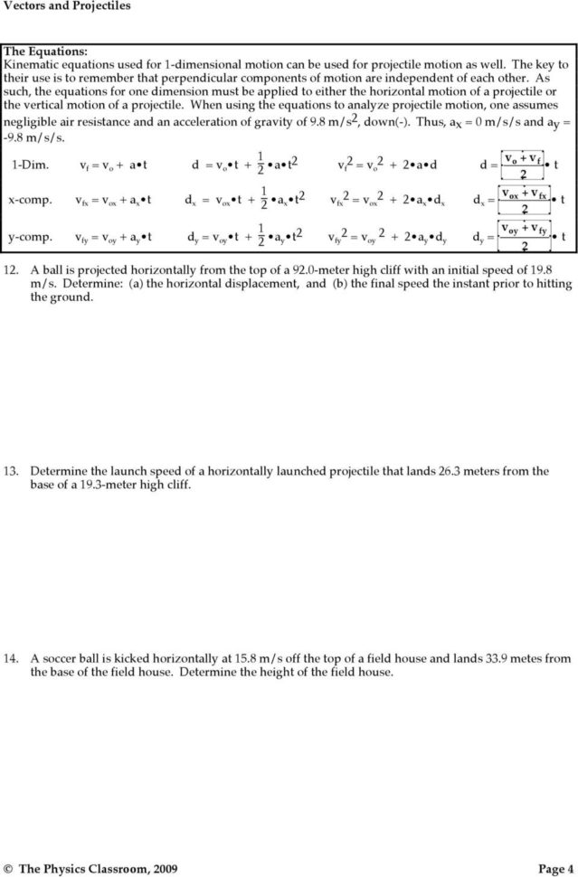 Projectile Motion Vectors And Projectiles  Pdf