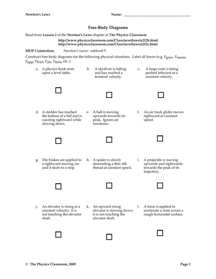 Projectile Motion Worksheet Answers The Physics Classroom