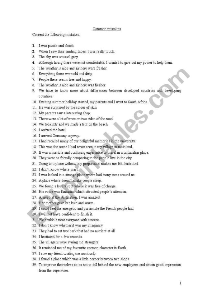 Proofreading Exercise For My F4 Students  Esl Worksheet