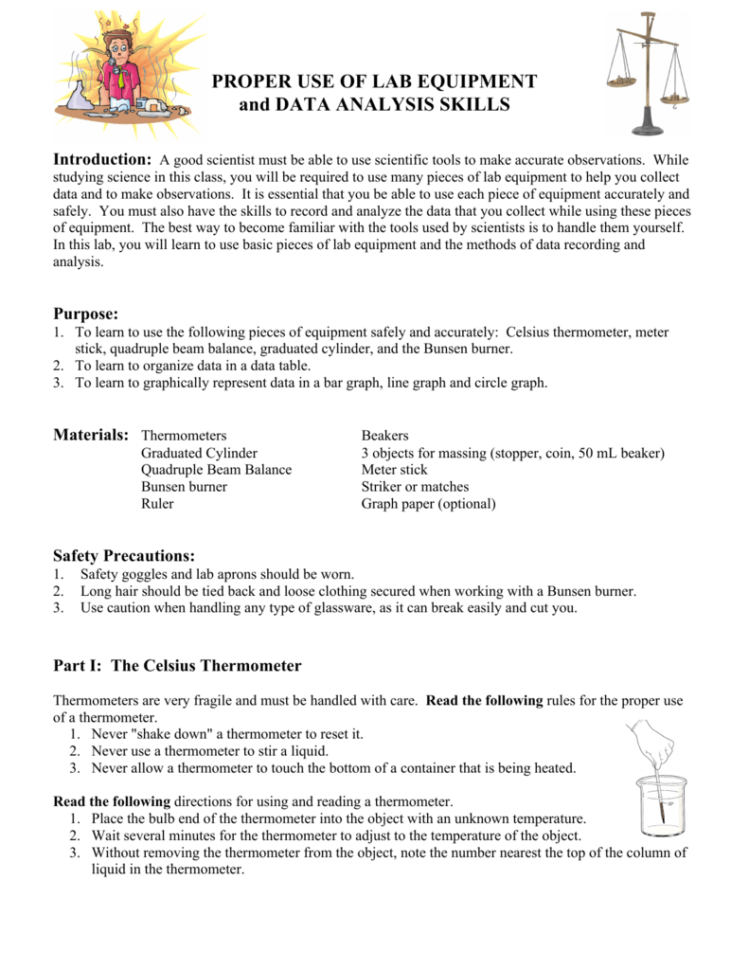 Proper Use Of Lab Equipment And Data Analysis
