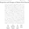 Properties And Changes Of Matter Word Search  Word
