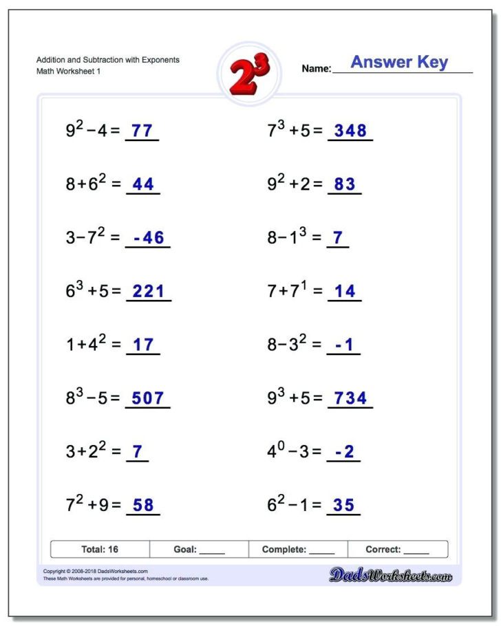 Properties Of Exponents Worksheet Answers
