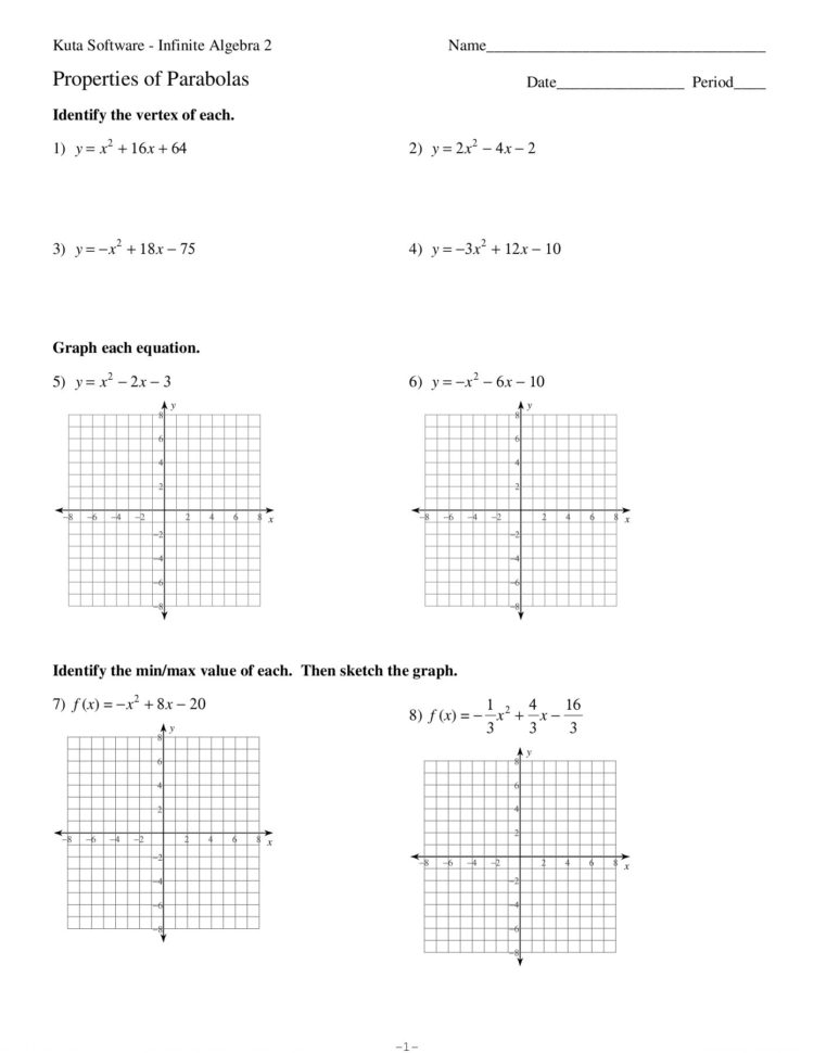 Properties Of Parabolas  Kuta Softre Llc Pages 1  4