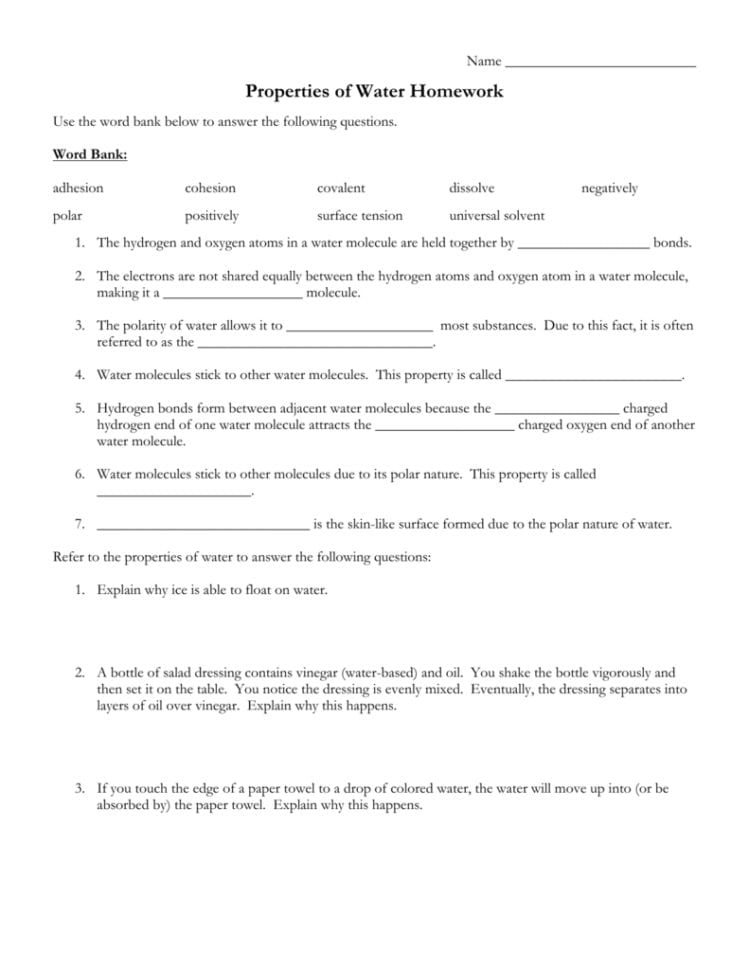 Properties Of Ter Hw