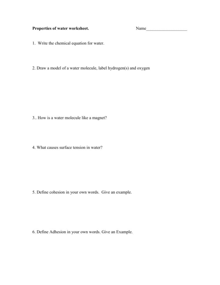 Properties Of Ter Worksheet