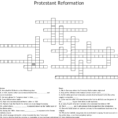 Protestant Reformation Crossword  Word