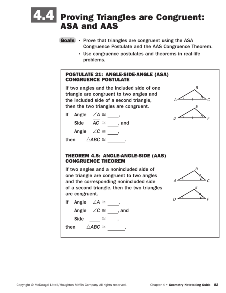 Proving Triangles Are Congruent Asa And Aas