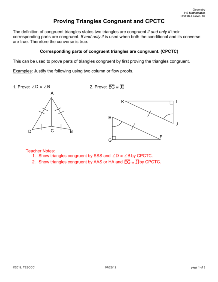 Geometry Cpctc Worksheet Answers Key db excel com