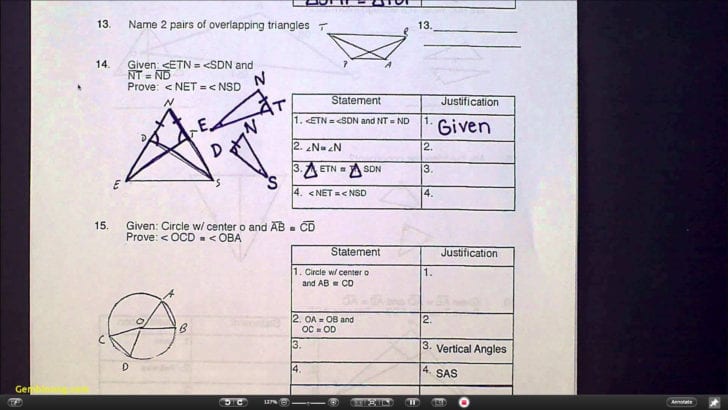 Geometry Worksheet Congruent Triangles Answers