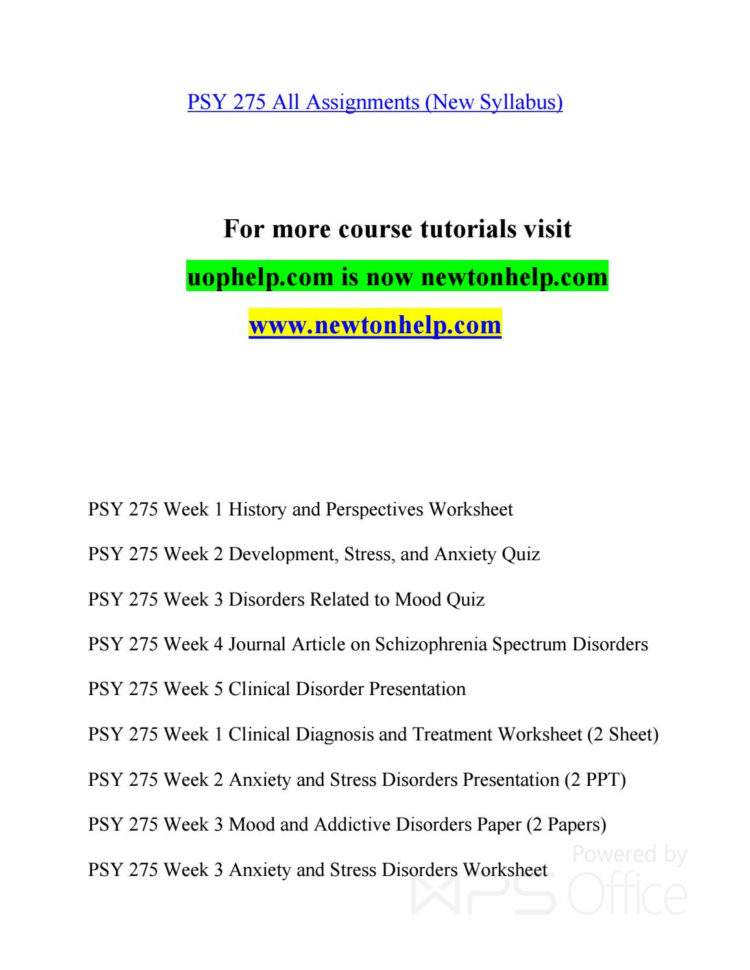 Psy 275 A Guide To Careernewtonhelpbird