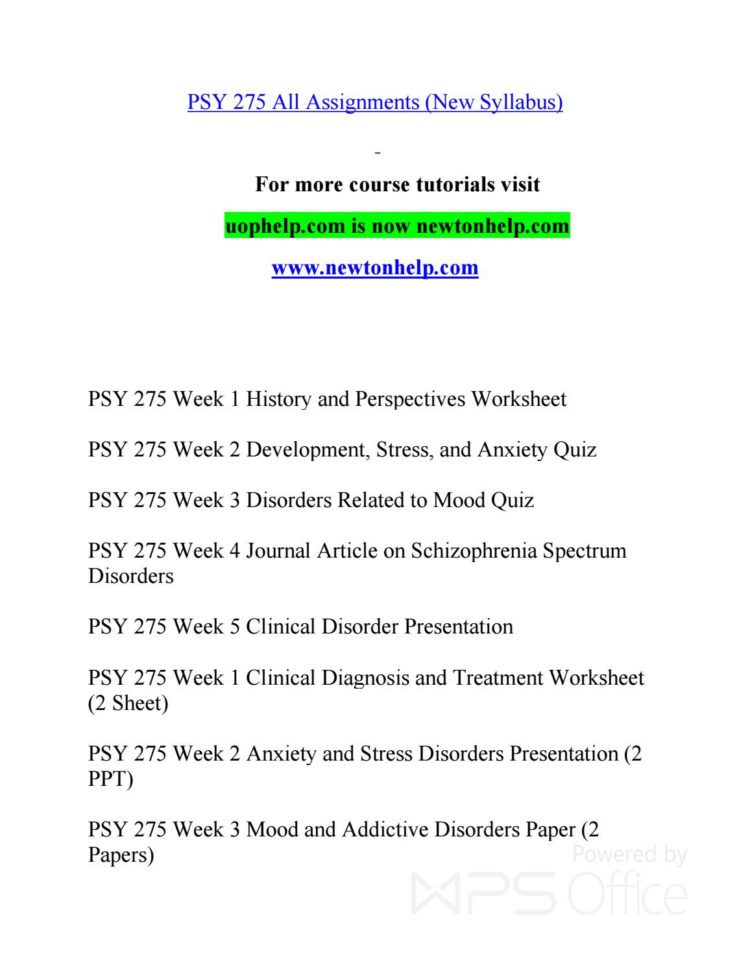 Psy 275 A Guide To Careernewtonhelpbirdofpar