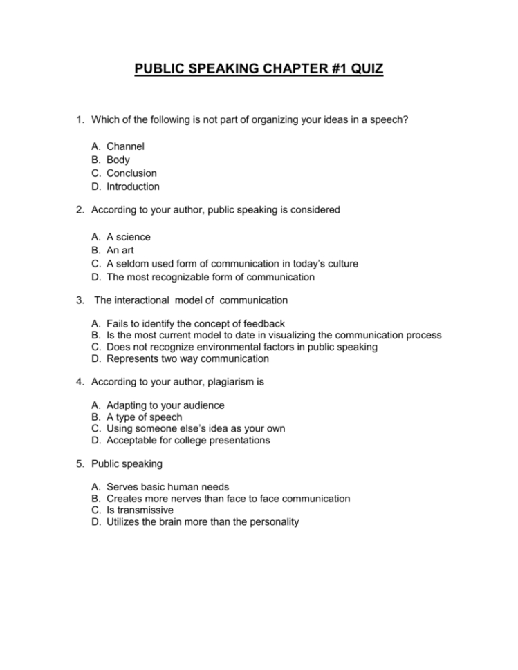 Public Speaking Chapter 1 Quiz Which Of The Following Is Not — db-excel.com