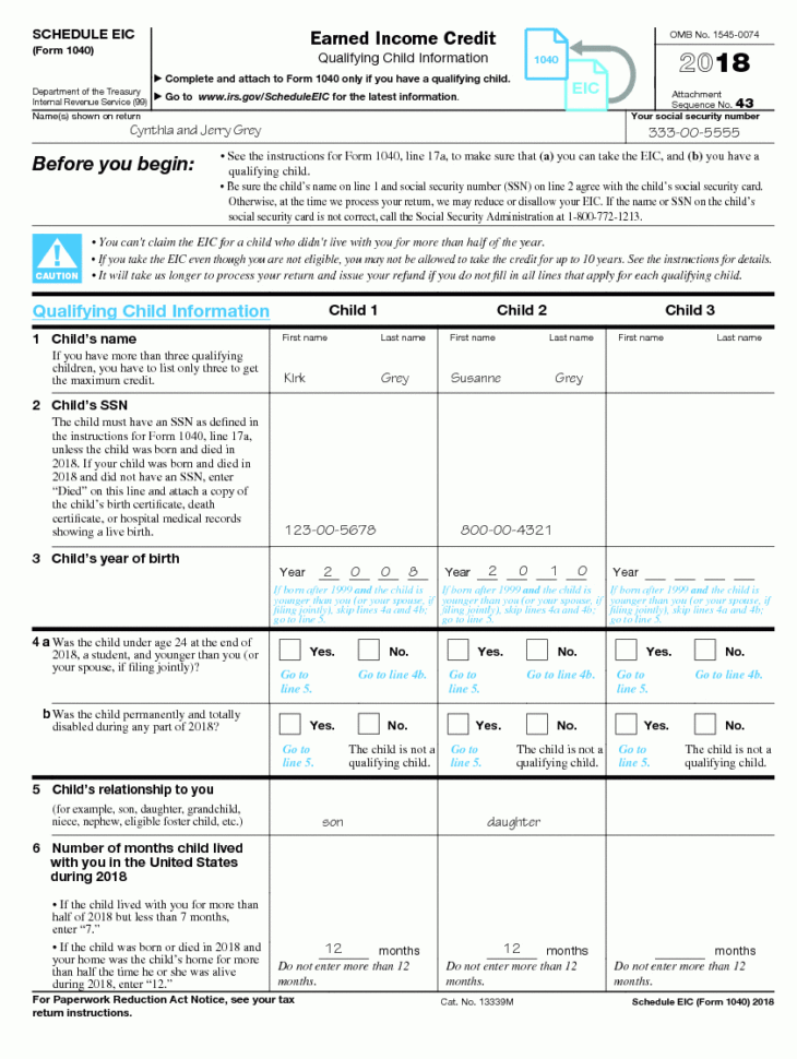 Publication 596 2018 Earned Income Credit Eic  Internal