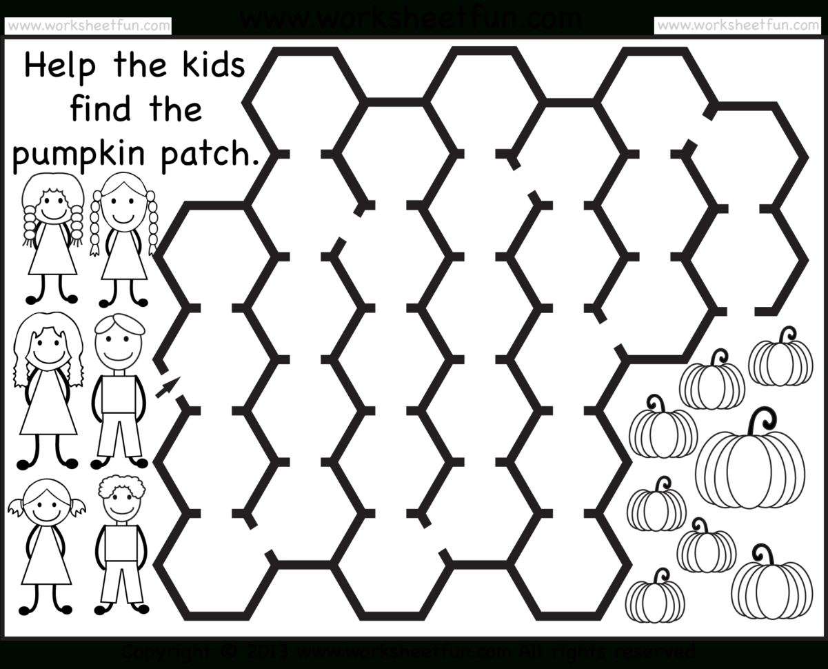 Pumpkin Patch Maze – 2 Worksheets  Free Printable Worksheets