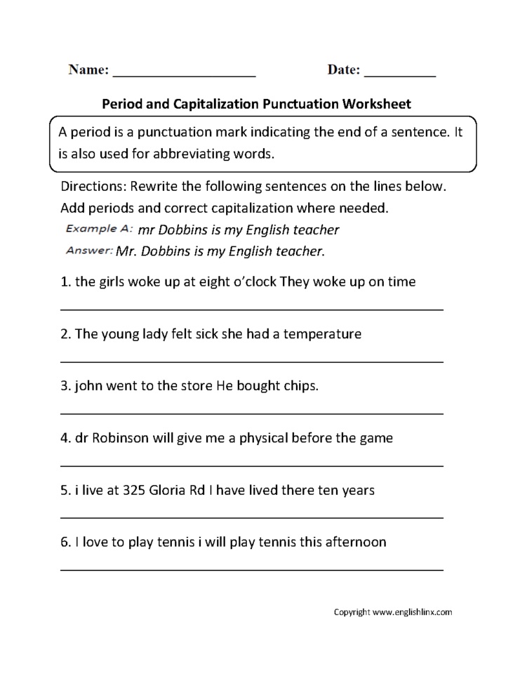Punctuation Worksheets  Ending Punctuation Worksheets