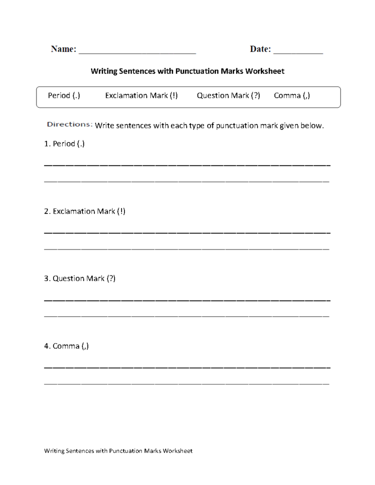 Punctuate The Sentence Worksheet