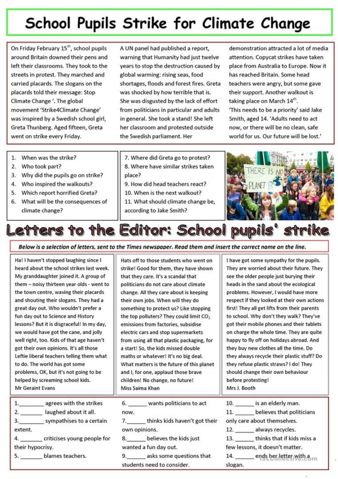 Pupils Strike For Action On Climate Change  English Esl