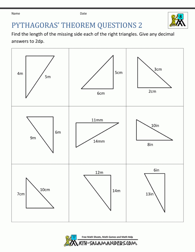 Pythagoras Theorem Questions