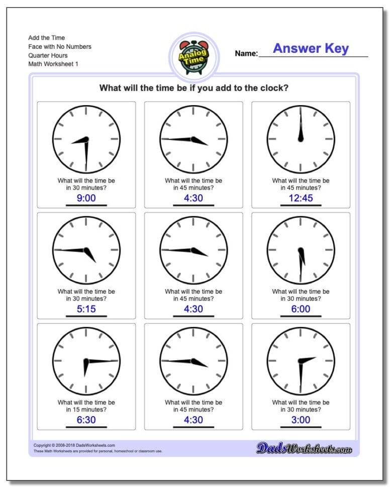 Quarter Hour Time Addition