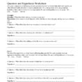 Question And Hypothesis Worksheet