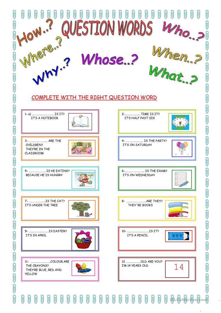Question Words  English Esl Worksheets