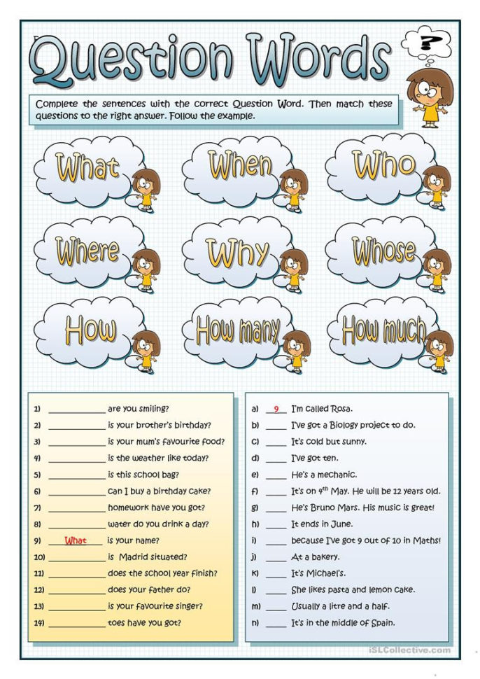 Question Words  English Esl Worksheets