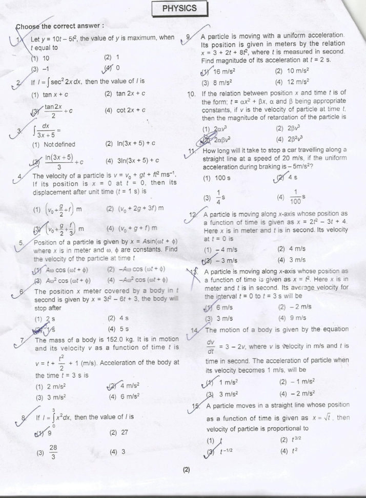 Questions And Answers Of Motion In A Plane Motion In Two