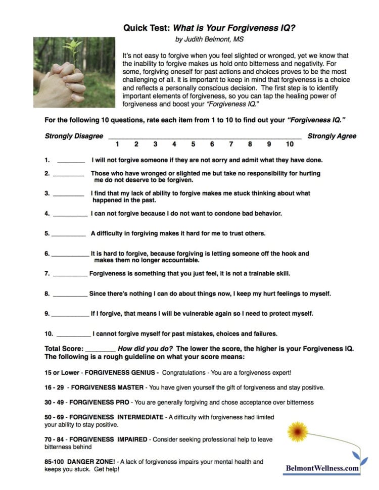Quick Quiz What Is Your Forgiveness Iq  Judy Belmont