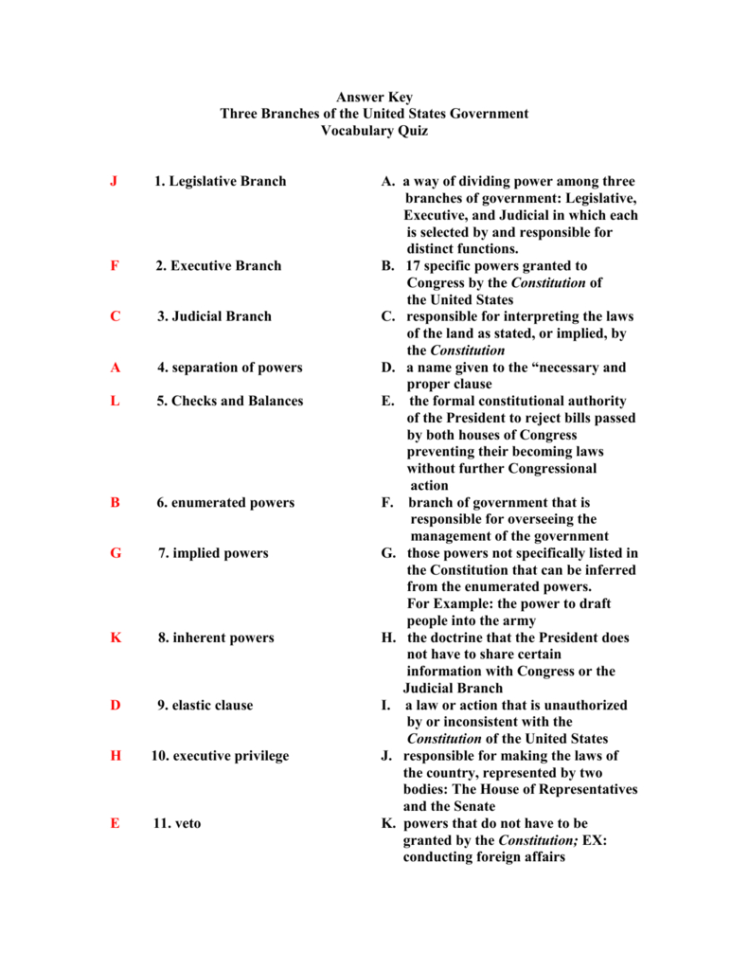 Quiz Answer Key