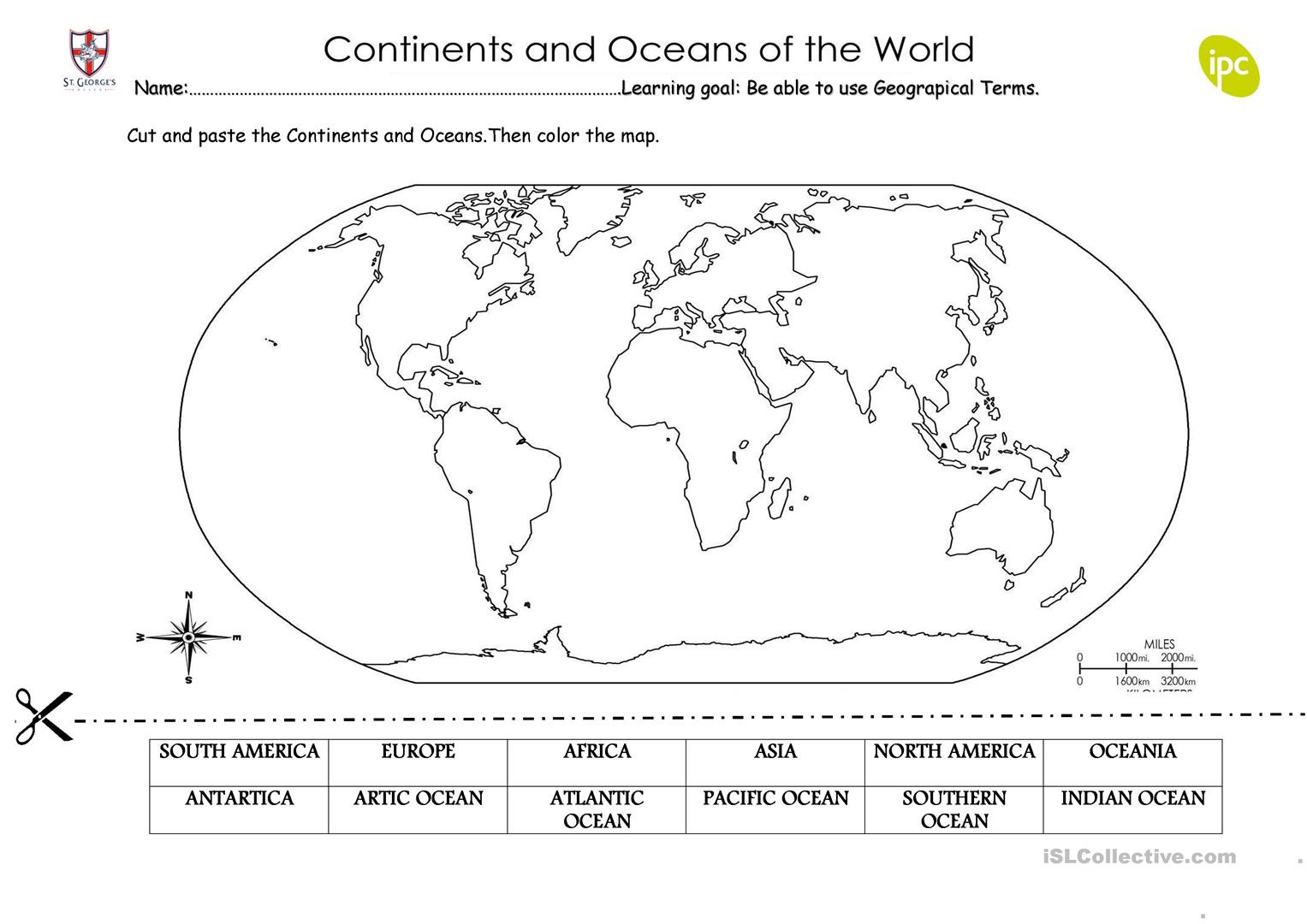 Quiz Continents  English Esl Worksheets