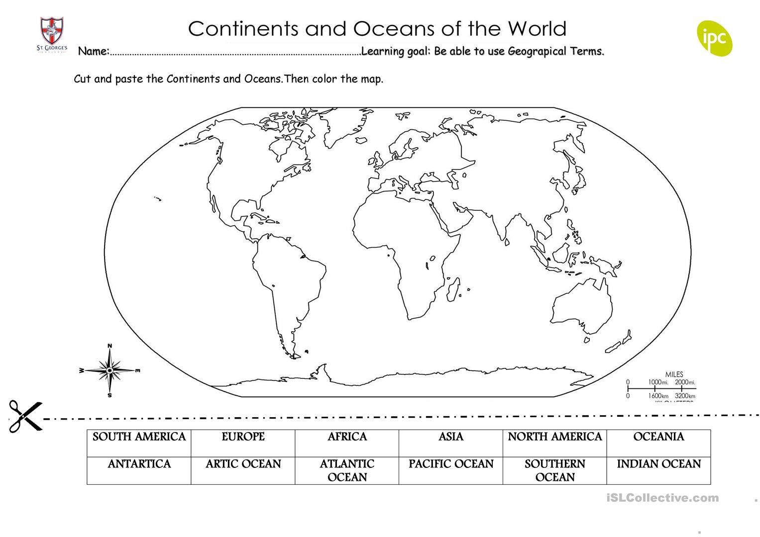 Continents Spelling Worksheet All Esl 38 Free Printable Blank 