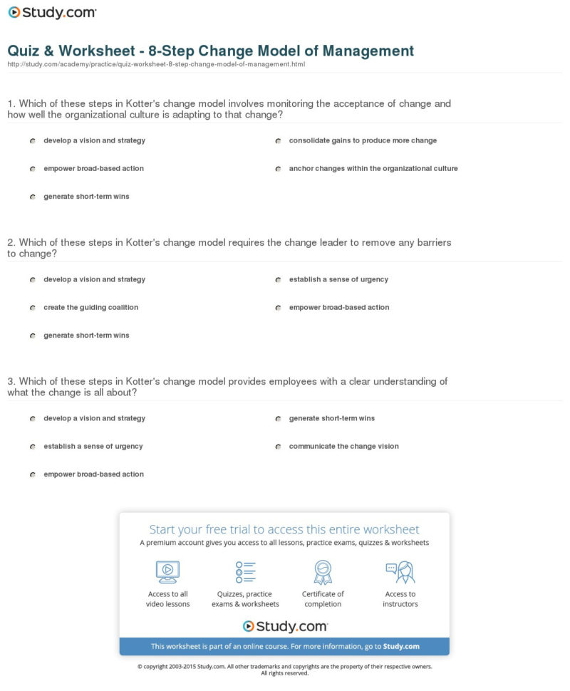 Quiz  Worksheet  8Step Change Model Of Management  Study