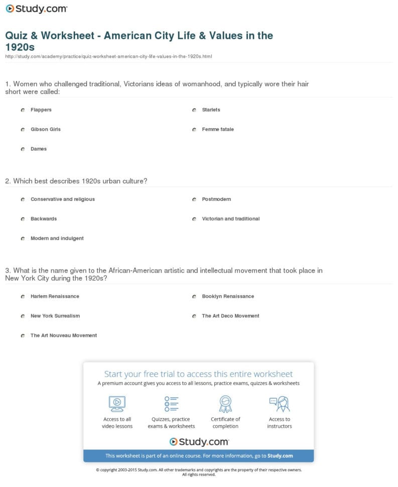 Commonlit Answers The Roaring Twenties Prohibition Reading Comprehension Worksheet Roaring 