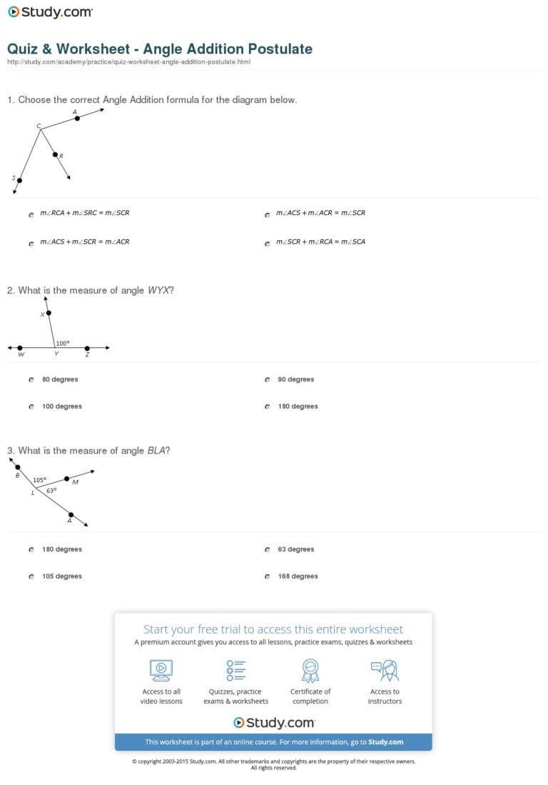 Geometry Segment And Angle Addition Worksheet Answer Key Db excel