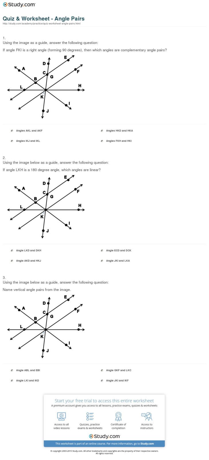 Pairs Of Angles Worksheet Answers — db-excel.com