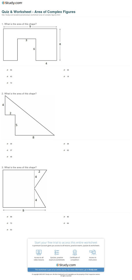 Quiz  Worksheet  Area Of Complex Figures  Study